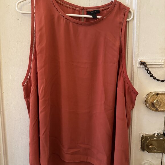 J Crew Drapey sleeveless top with ladder trim, size 24 in Spanish Clay - Picture 2 of 2
